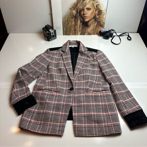 Ella Moss Black and Pink Plaid Blazer